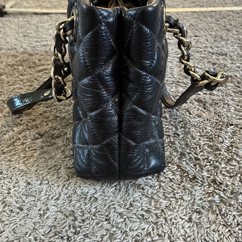 KATE SPADE NEW YORK GOLD COAST MARYANNE BLACK QUILTED LEATHER HANDBAG TOTE PURSE
